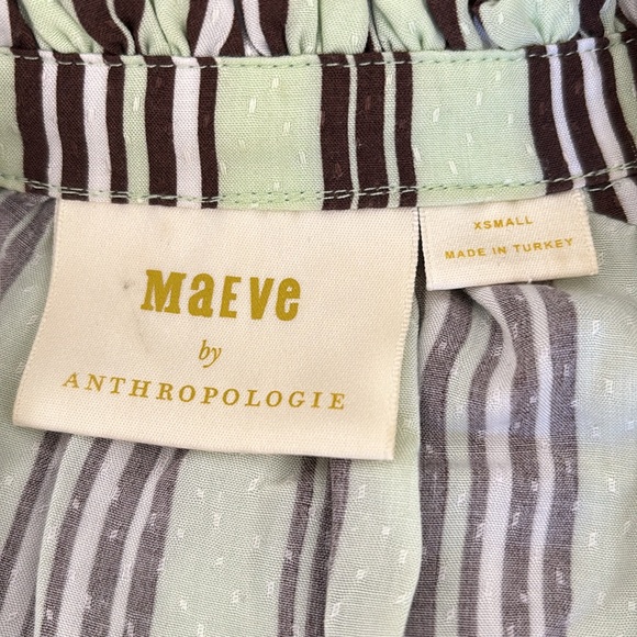 Maeve by Anthropologie Striped Balloon Sleeve Blouse Size XS - Picture 6 of 8